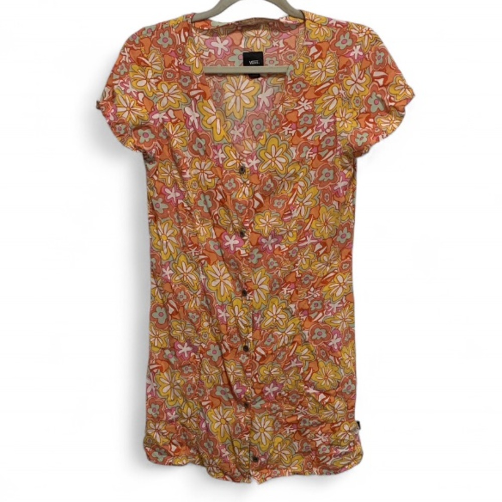 Vans Floral Mini Dress in Orange, Yellow, Pink